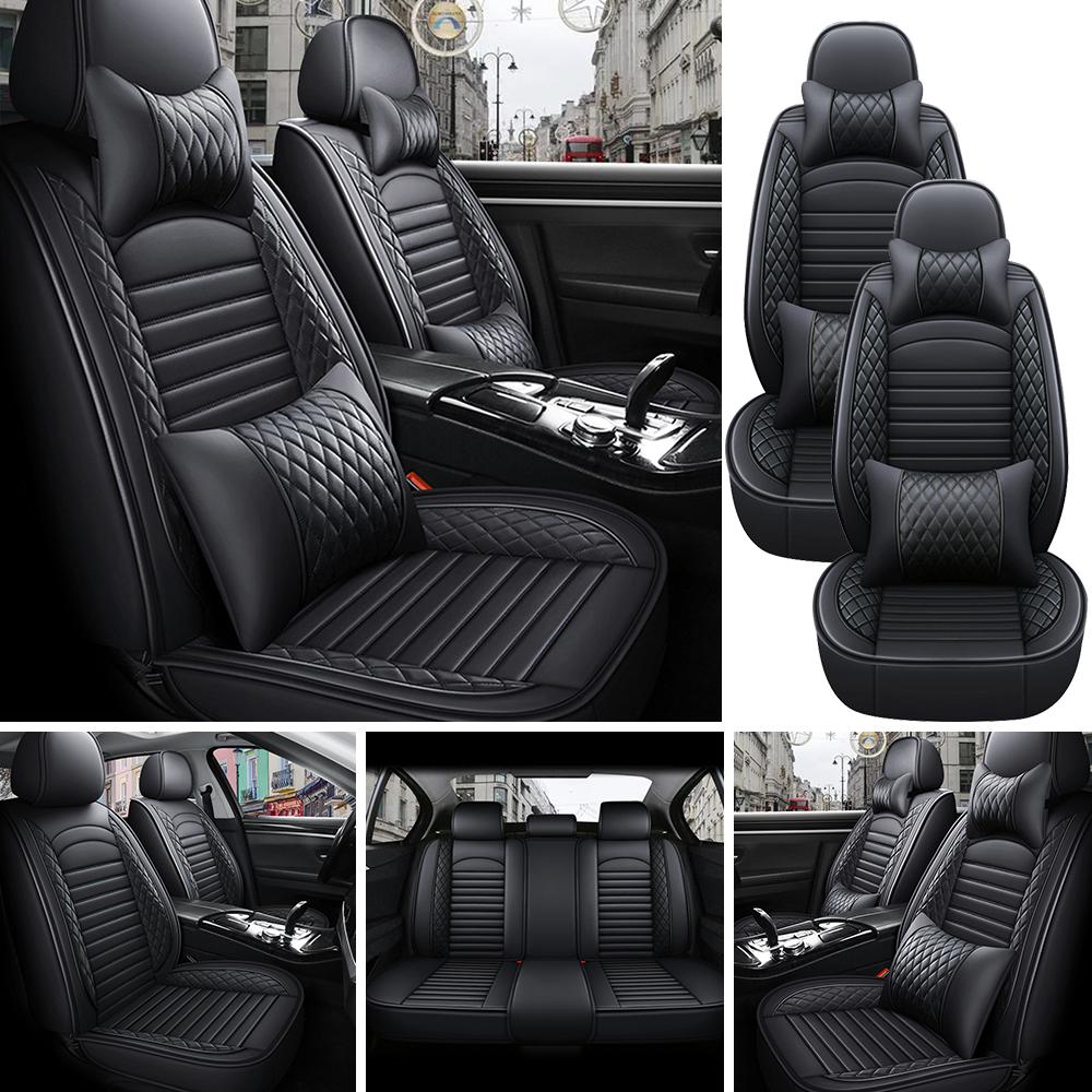 5-Seats PU Leather Universal Car Seat Covers Full Set Front Rear Seat Cushion Anti-scratch Protection For Sedan SUV Seat