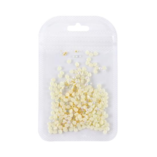 1 Set Flower Petal Nail Art Charm 3D Resin Floral Petal Golden Beads DIY