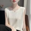 Sommer Neue Mode All Match Rundhals Ärmelloses Top Neues Lockeres Strick-Camisole-Weste Basis-Oberteil Halbarm-Top