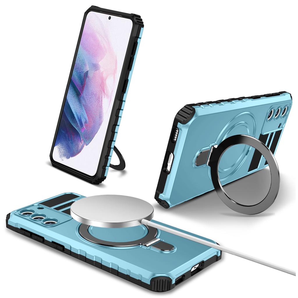 For Samsung Galaxy S21 4G/5G Case PC+TPU Kickstand Magnetic Phone Protection Cover