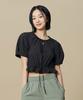BBC EARTH W Shirred Ribbon Woven Short Sleeve_Charcoal