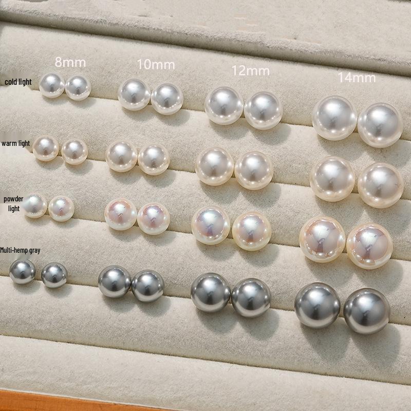 

999 Sterling Silver Pearl Stud Earrings for Women - High-End, Light Luxury Silver Needle Design, Hot Selling, Unique Stud Earring Accessories. 8mm Zhen Duo Ma Gray