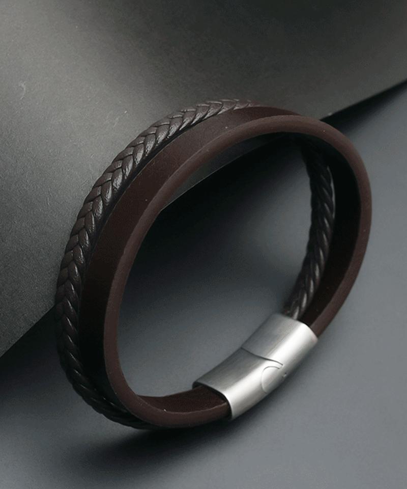 Blancier Bm258B1180 Brown Layered Cowhide Men'S Bracelet