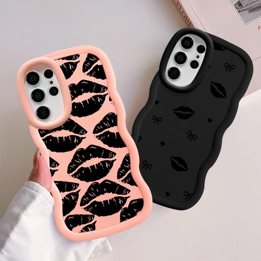 Case for Samsung Galaxy A25 S22 Ultra S21 S20 FE A26 S23 Plus S24 S25 Soft Phone Cover A34 A55 A24 A35 A36 A54 Lips Kiss Print