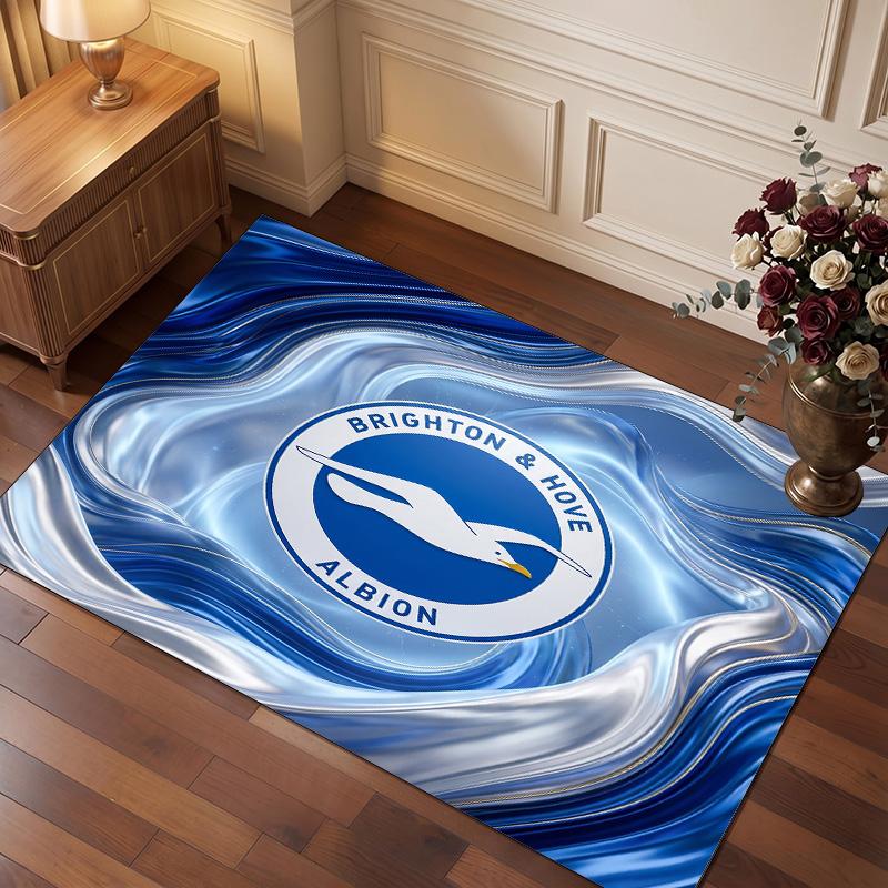 Brighton & Hove Albion Football Print Crystal Velvet Rug, Comfortable Water Absorbent Non Slip Indoor Floor Carpet