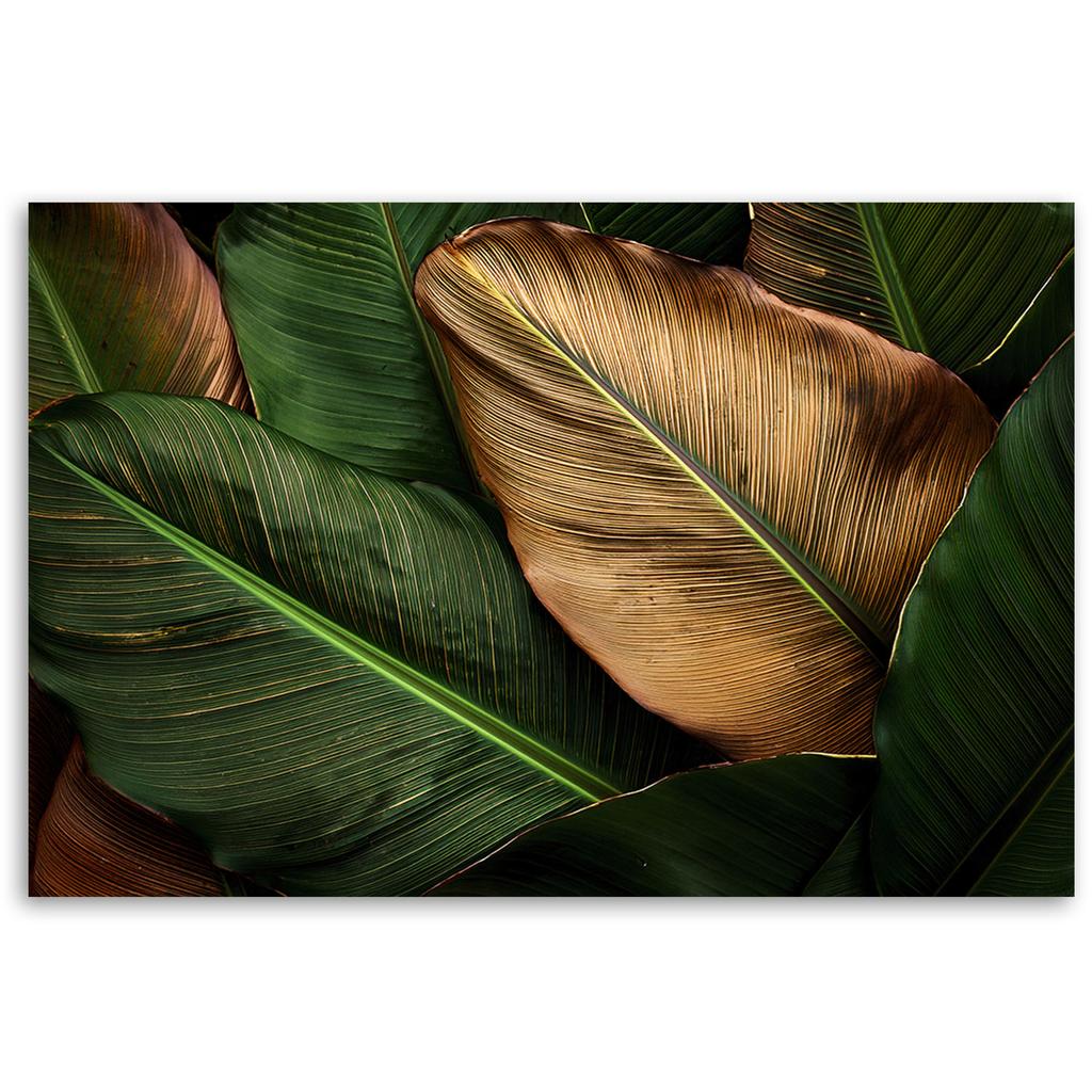Canvas Print, Gold and Green Leaves