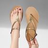 Fashion Summer Gold Band Sandals Woman Clip Toe Flipflops Designer Rear Strap Shoes Ladies Gladiator Sandales Flat Thong Sandalias Mujer