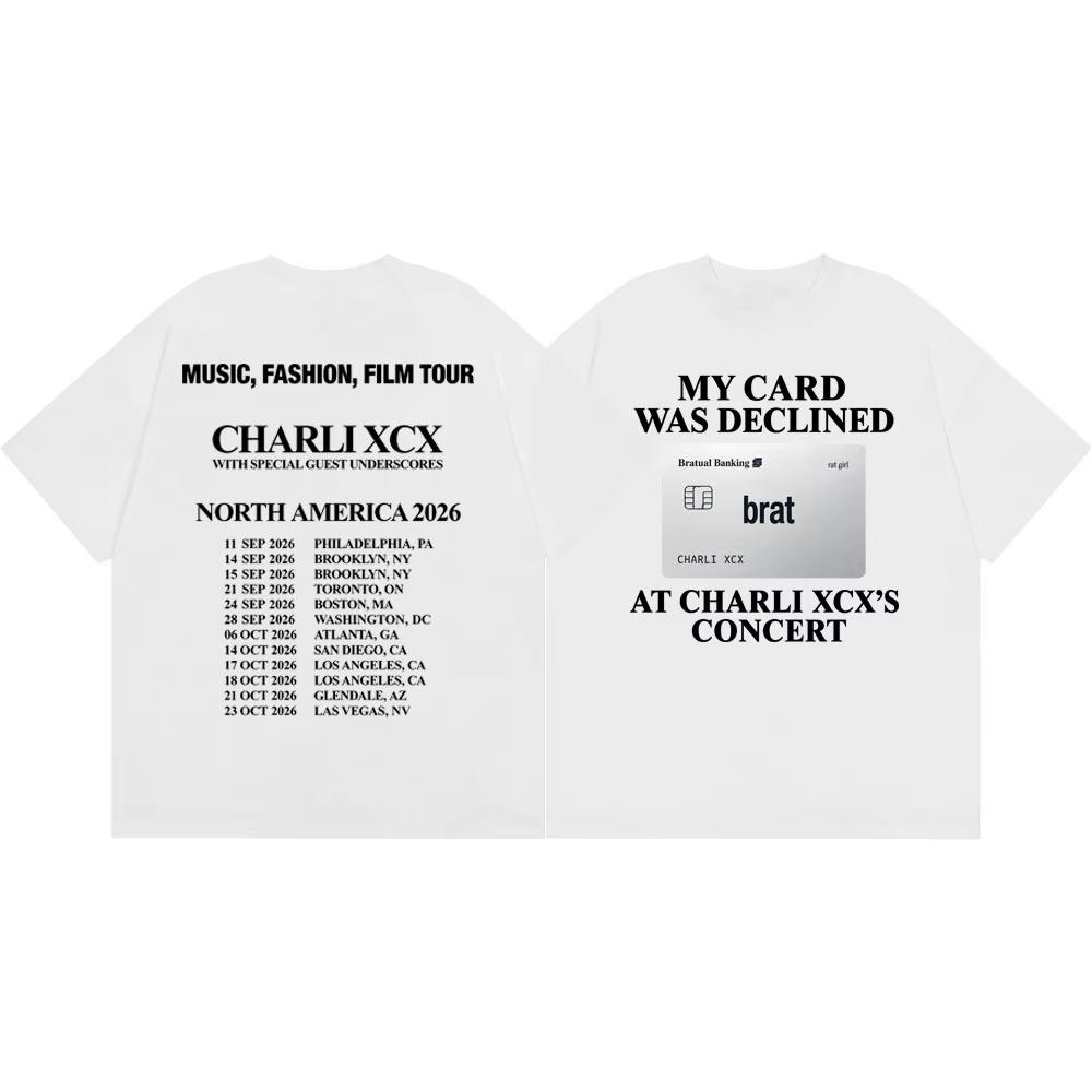 2026 Hot Sale Charli Xcx Music Fashion Film Tour T-shirt Men Women Hip Hop Crew Neck Casual T Shirt Casual Loose Short Sleeve Crew Neck Summer Tops