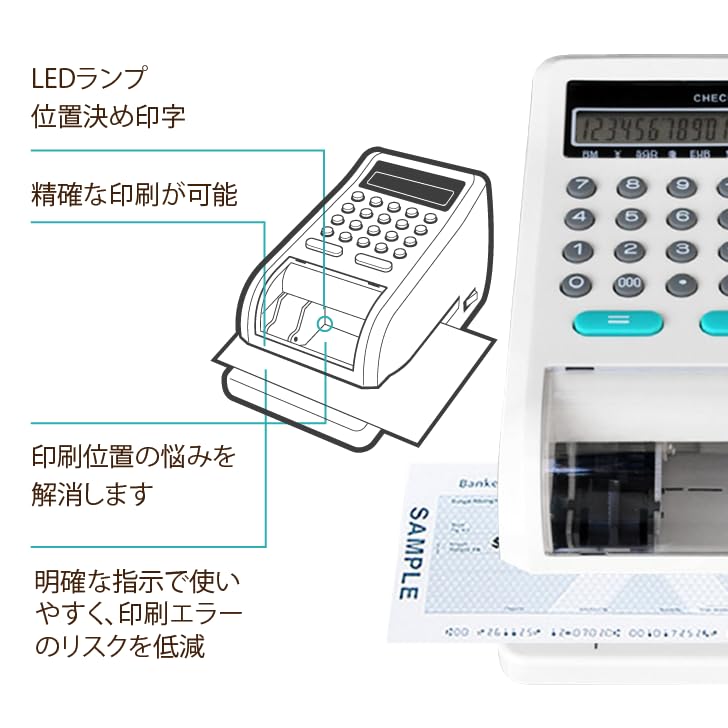 Kurflo Electronic Check Writer Electronic Check Writer Compact Size LED Lamp Guides Printing 15 Digits ZPDY-04X