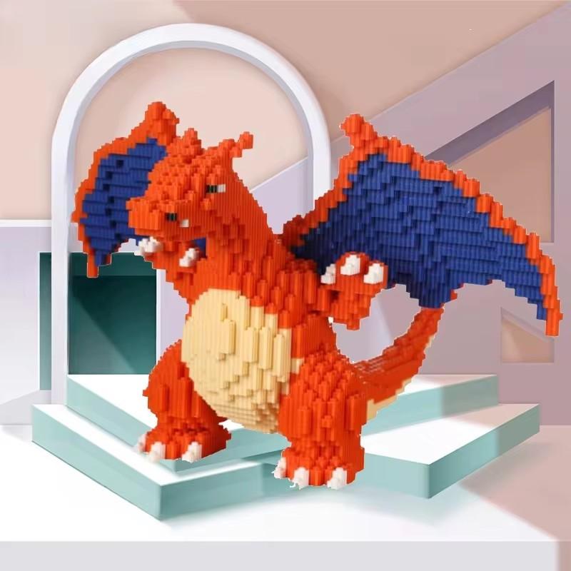 Non-Toxic Pokemon Fire-Breathing Dragon Assembled Building Blocks Model Bricks Toy For Children Gifts Micro Puzzle Toys Desktop Decoration