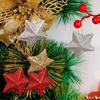 6/30PCS Pentagram Christmas Hanging Pendant Silver Gold Glitter Star Xmas Tree Ornament Festive Wedding Party Home Decoration