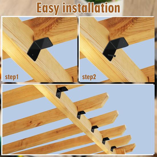 12 Sets Rafter Clips Joists with 24 Screws 2-inch Size Rust-Resistant Robust Rafter Clips for DIY Projects Fences Railings