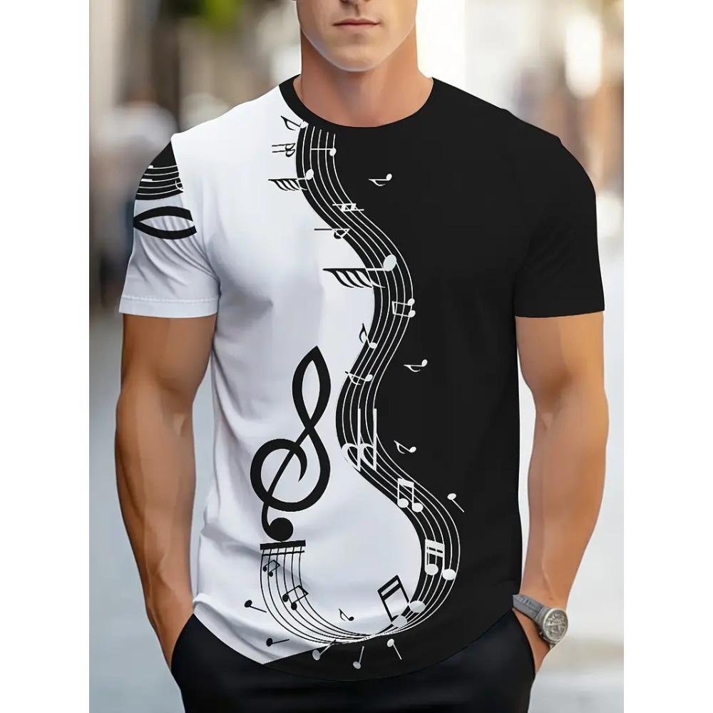 Pánské potištěné tričko, Umělecký letní top s krátkým rukávem, Stylové a trendy