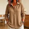 Women S Waffle Knit V Neck Long Sleeve T Shirt Loose Casual Pullover Top