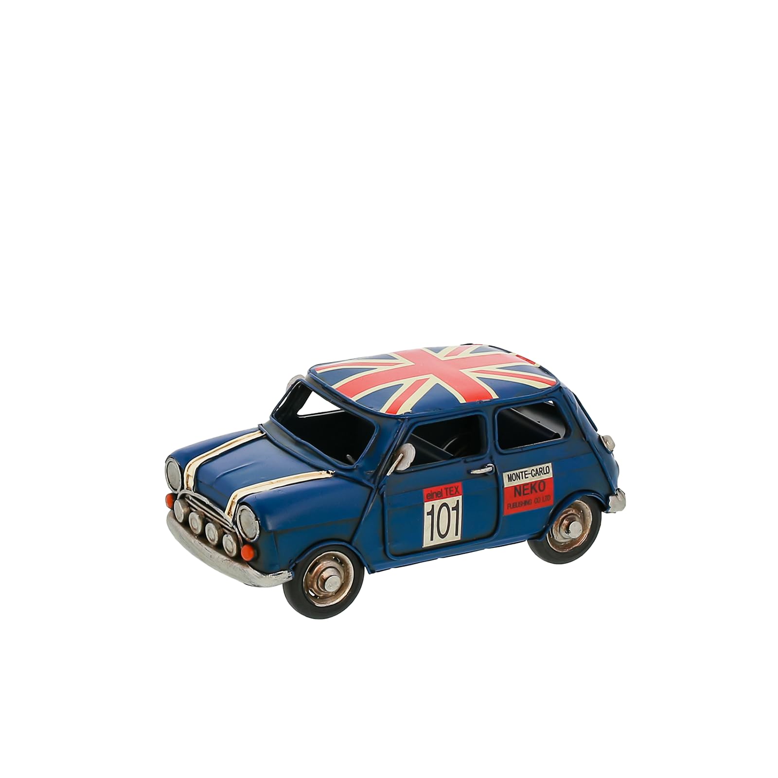 

Benny s Retro Car Interior Decor Big Scale Model 23.5cm x 11.5cm x 10.5cm British Classic Design Union Jack Stylish Tin Antique Object blue RC-020BL синий