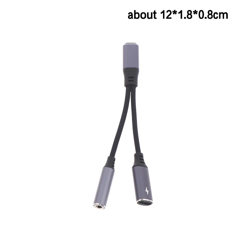 2 In 1 Usb C To 3.5Mm Headphone And Charger Adapter Pd 60W Quick Charging Cable Aux Jack Adapter For Mobile Phone Pad