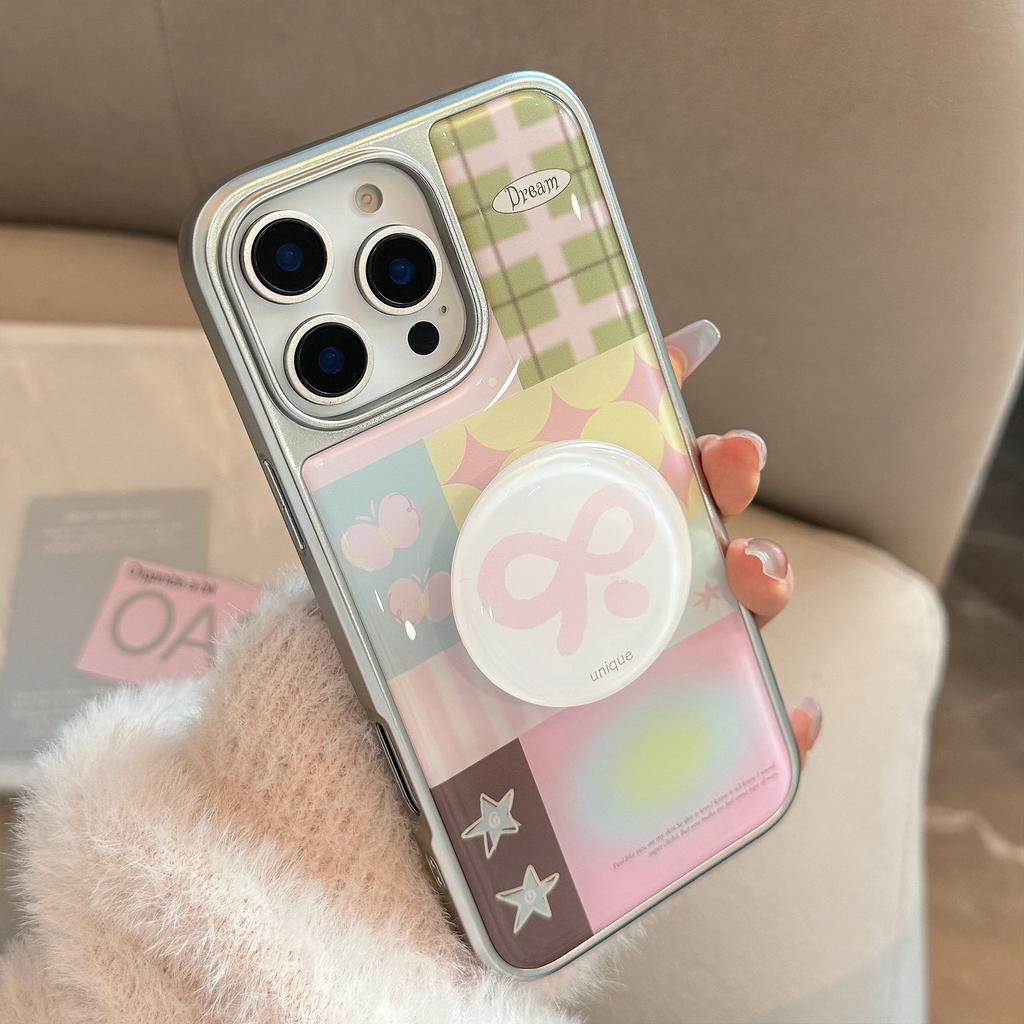 Splicing Suitable for 16 Apple 15pro Max Mobile Phone Case Iphone 14 Drop Glue 13 Bow Bracket
