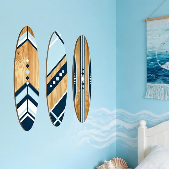3 ks 12palcové velké námořní surfboardové nástěnné umění Dřevěný surfboard Závěsná pobřežní cedule pro obývací pokoj Ložnici Domácí dekorace