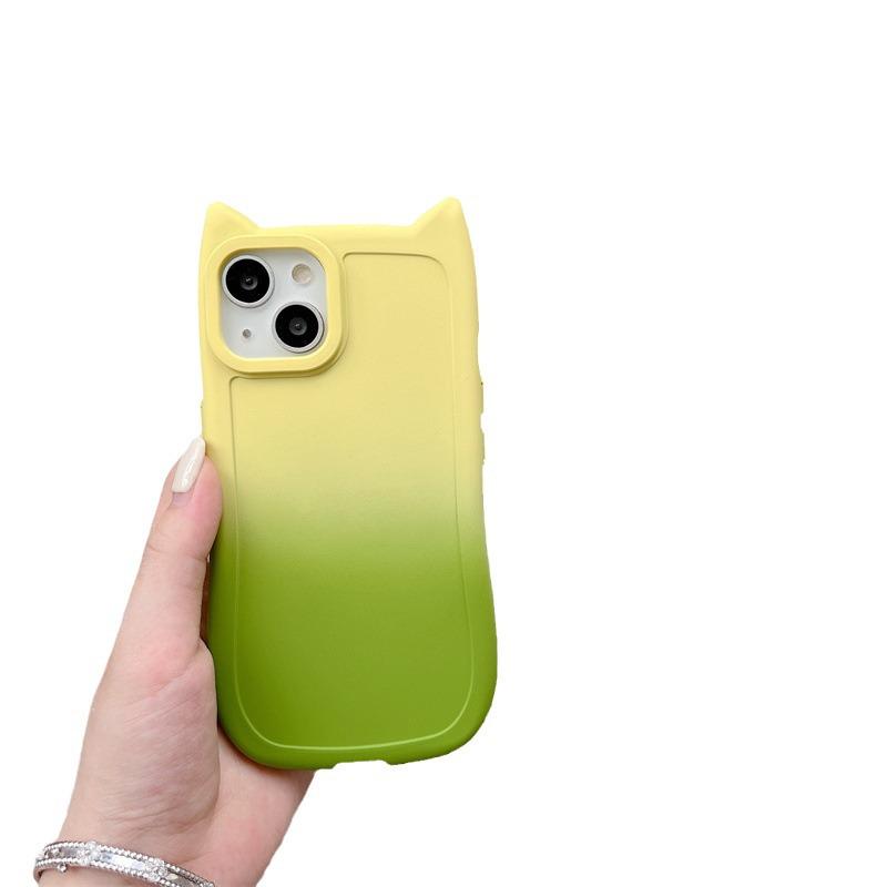 Farbverlauf-Silikonhülle mit Katzenohren für Apple 15Promax und Huawei P60 - Fallschutz, All-inclusive-Softcover