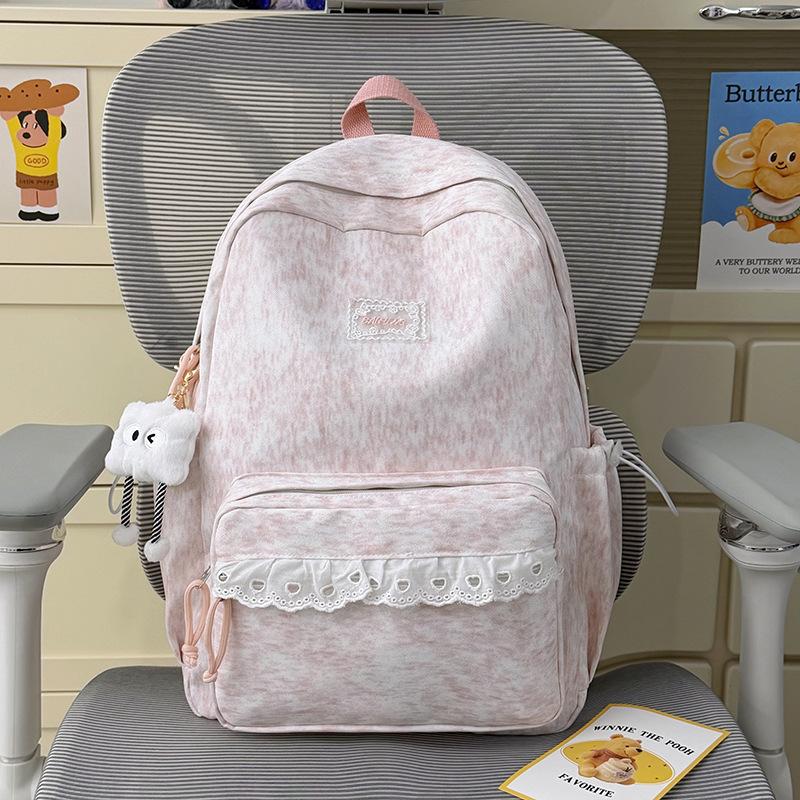 Schoolbag spring new Korean style INS style lace trim middle school backpack, large capacity middle school backpack for women