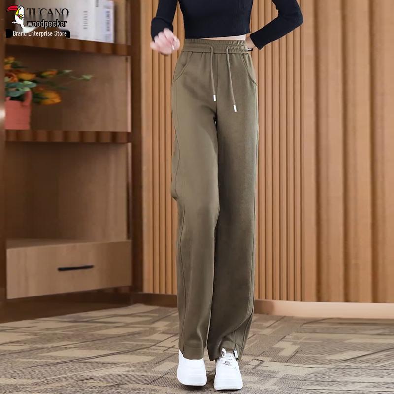Specht Banane Damen High-Waist Schmal/Weitbein Herbsthose - Vielseitige, fließende Freizeit-Sweathose für Herbst/Winter