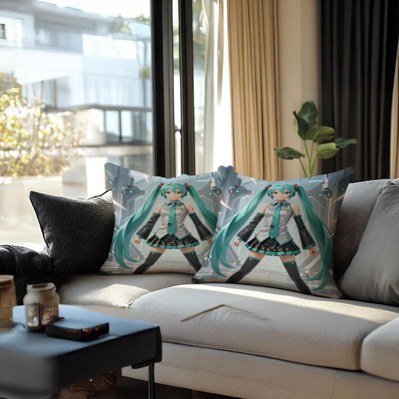 Sci-Fihatsune Miku Throw Pillow 18.18Inch Cushion Accent Pillow Includes Pillow Core Hd Print For Teens Sofa Bedroom Living Room