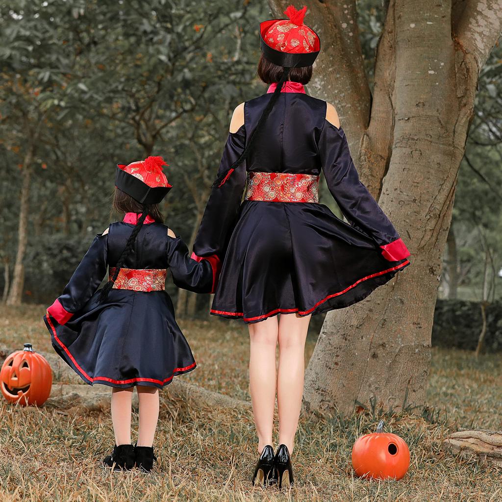 Halloween Cosplay Jiangshi for Girls Jiangshi School Clothing [JUNDOMECY] Kids, Girls, Women, Funny, Chinese, Zombie, Parent-Child Pair, Family,