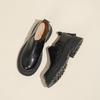 Soft and comfortable loafers women's 2025 new British style platform thick heel one pedal round head medium heel small leather shoes women