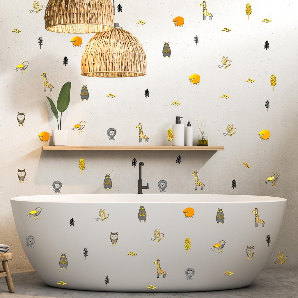 Tj16514 Hand-Painted Mini Animal Bronzing Wall Sticker Decoration Children'S Room Bedroom Background Self-Adhesive Wall Sticker