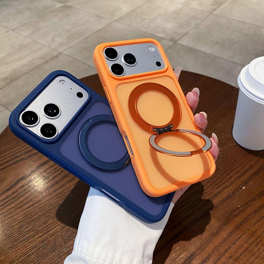 Magnetic Foldable Stand Case for iPhone 17 Pro Max, Apple 16 & 15 Pro - Frosted Full Coverage