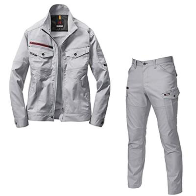 BURTLE Workwear BURTLE 7051 7052 Top and Bottom Set ALL Seasons Fall/Winter Unisex Workwear (Silver, 4L)