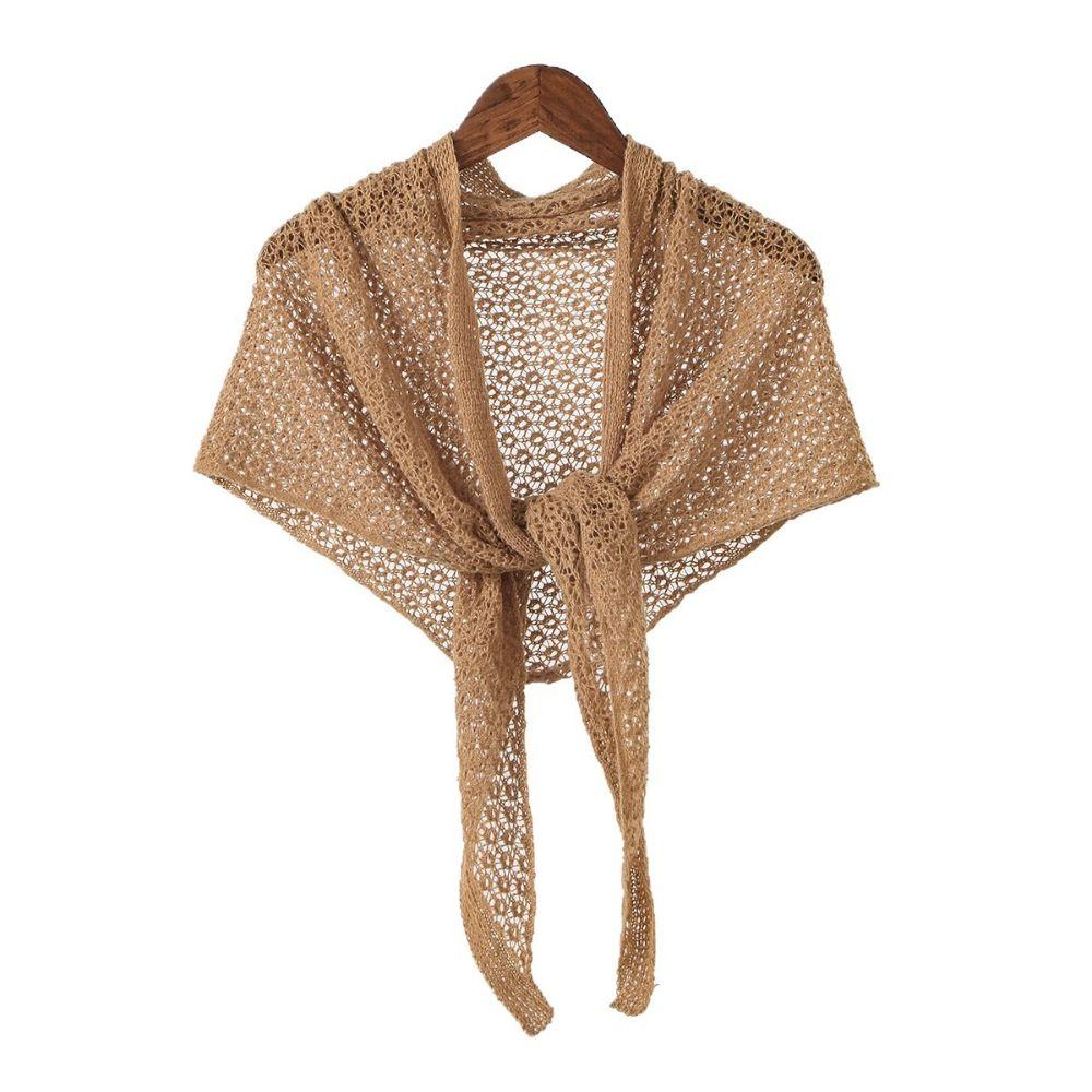 Hollow Out Knitted Shawl Breathable Scarf Coverup Fashion Triangle Wrap Beach Travel
