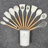 12Pcs Silicone Cooking Utensils Set Wooden Handles Spatula Set Heat