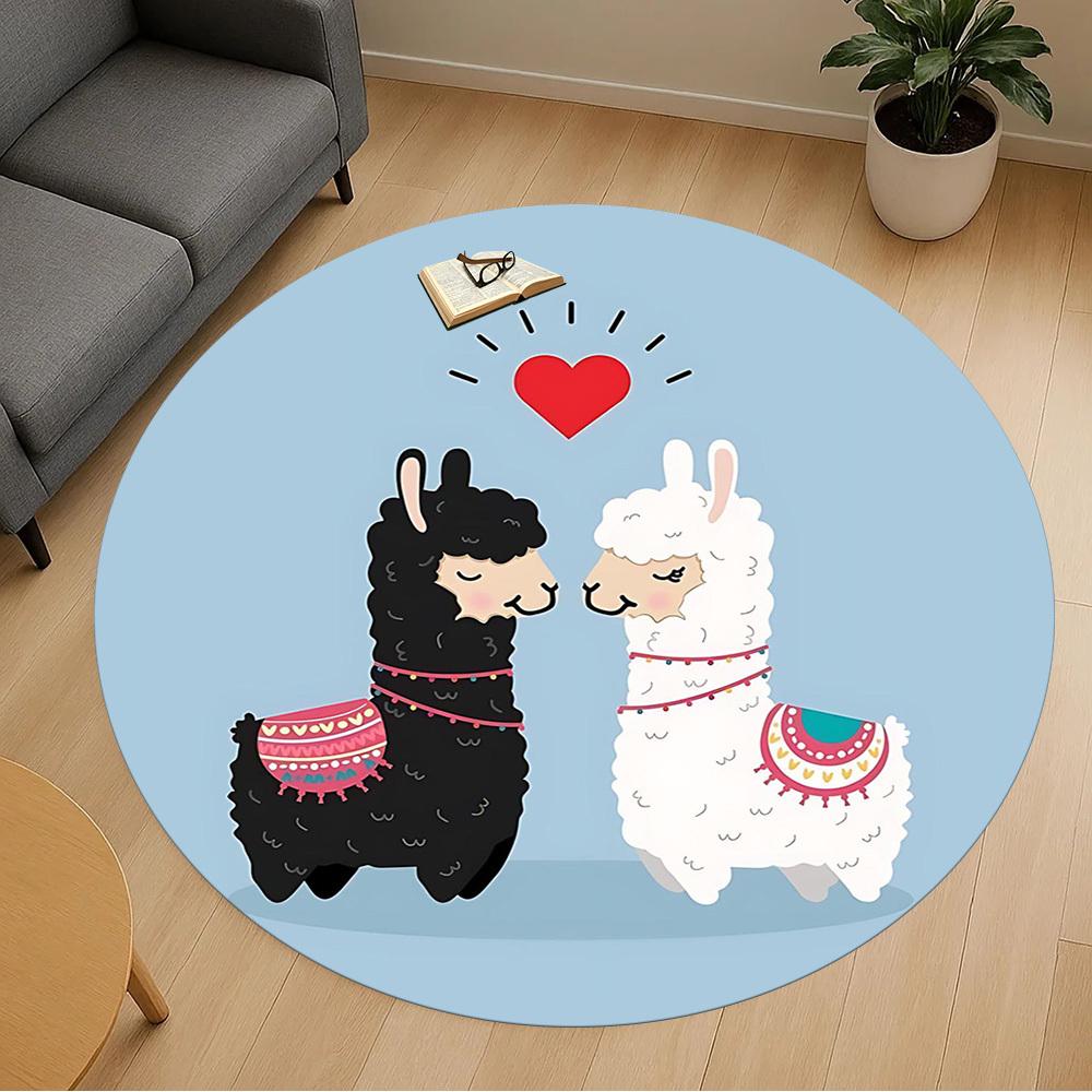 1pc llama love Round Chair mat Area Rug - Non-Slip, Floor Mat for Office, Bedroom, and Indoor Decor c1125021