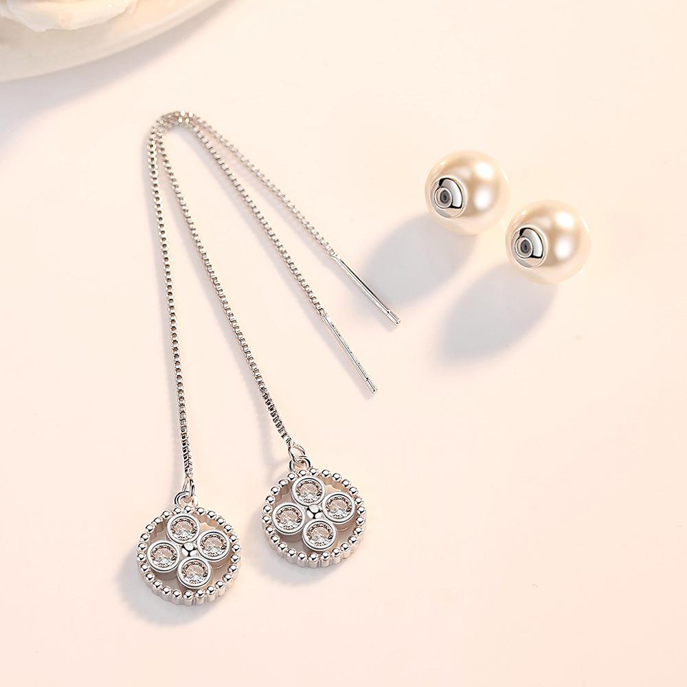 Versatile Exaggerated Geometric Round Fringed Medium and Long Earrings, Women's Circle Pearl Earrings, Ear Jewelry