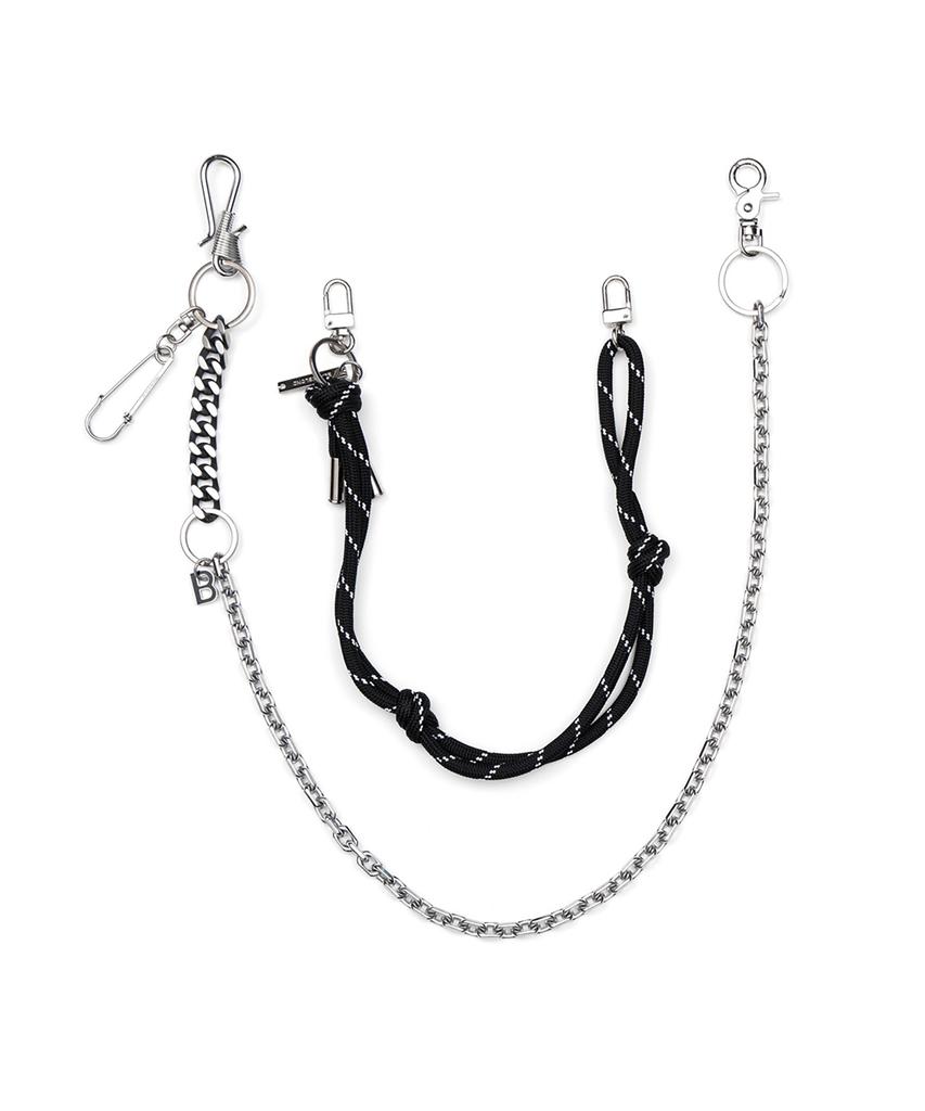 BLACKBLOND Bbdy 2-Stripe Detachable Rope Pants Chain (Silver & Black)