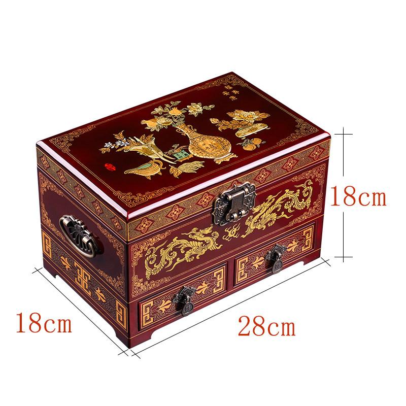 Elegant Large Capacity Jewelry Box Vintage Makeup Case Chinese Wedding Gift Hand Painted Lacquer