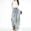 Frühling Sommer Schwer Vollstern Strasssteine Gürtel Design Schlank Weites Bein Jeanshose Für Damen Lässige Hose Übergröße Jeanshose
