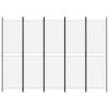 5 Piece White Folding Screen 250 X 180 Cm Fabric