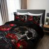 3-Piece Gothic Skull Floral Duvet Cover Set - Soft Breathable HD Printing Bedding for Home Dorm Decor - Halloween Themed, Comfor