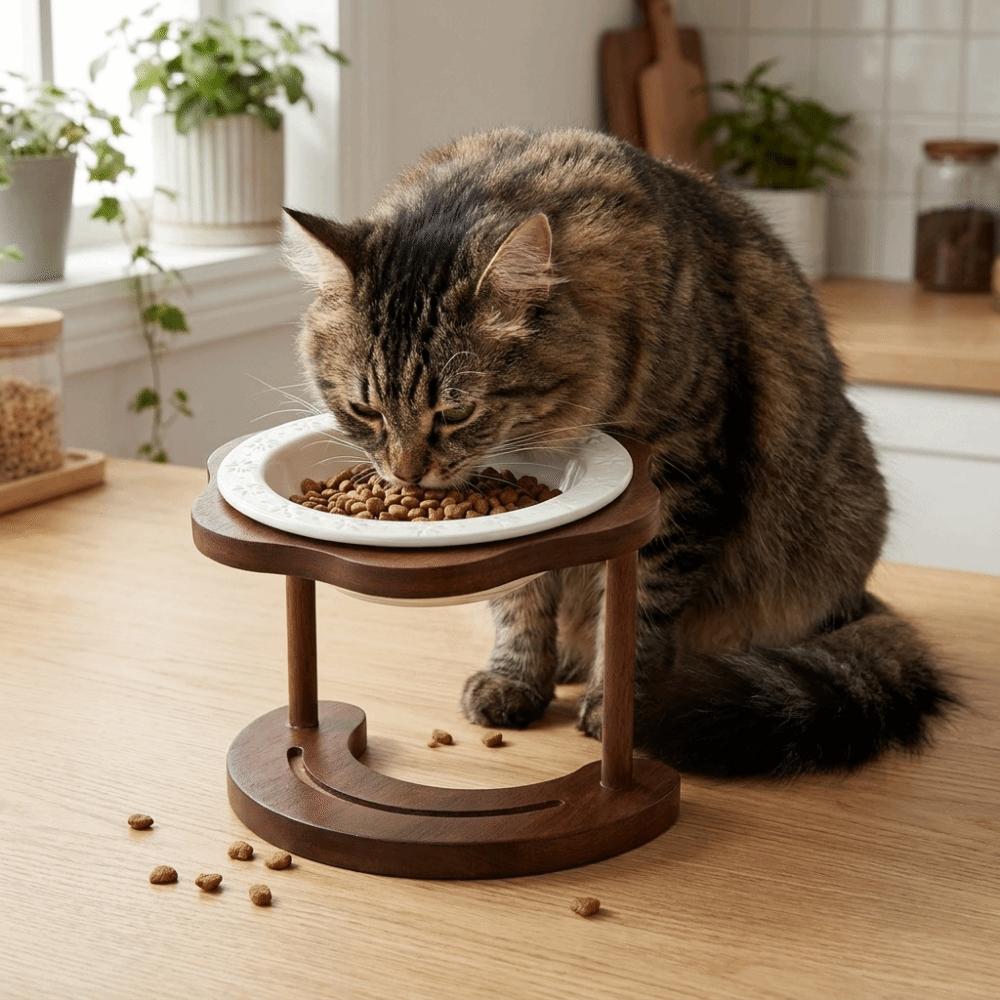 Anti Slip Elevated Cat Water Bowl High Foot Cat Feeding Station Ceramic Cat Bowl Wet Dry Food