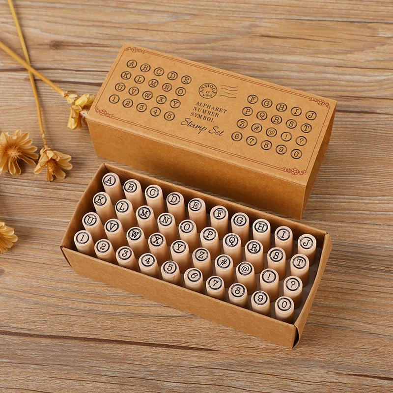 

Креативная деревянная буквенная цилиндрическая печать DIY Руководство Разнообразные штампы Декор для дневника Английская серия Печати 40 штук