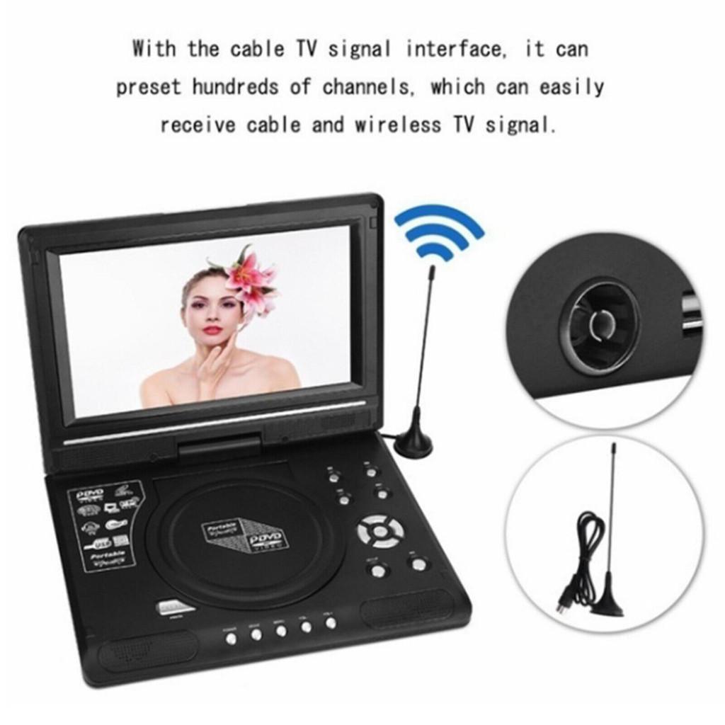 9.8 Inch Portable Home Car DVD Player VCD CD Game TV Player USB Radio Adapter FM Radio Receiving Device
