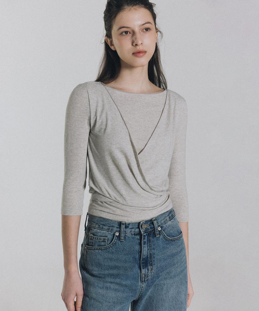 ANDNEEDS Fade 3/4 Sleeve Tee (Melange Gray)