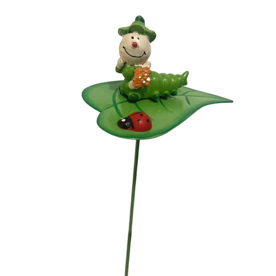Metal Garden Stake Watering Pot Shape Bee Butterfly Cow Bunny Flowers