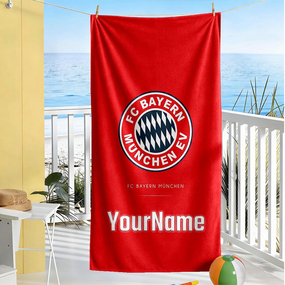 Fc Bayern München Personalized Text Beach Towel Quick-Dry Soft Microfiber Perfect for Traveling Yoga Camping and Swimming