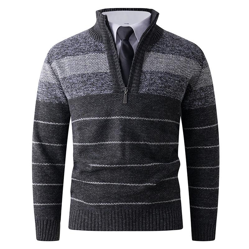 Autumn/Winter Men's Trendy Knit Half-Zip Sweater - European and American Style
