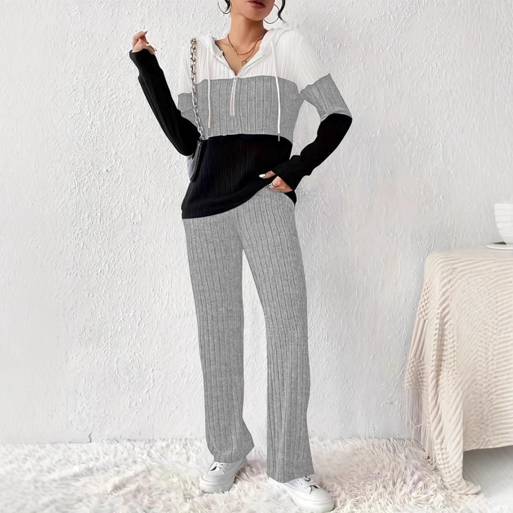 TUME Autumn/Winter Color Block Hoodie & Pants Set - Casual Fashion Two-Piece