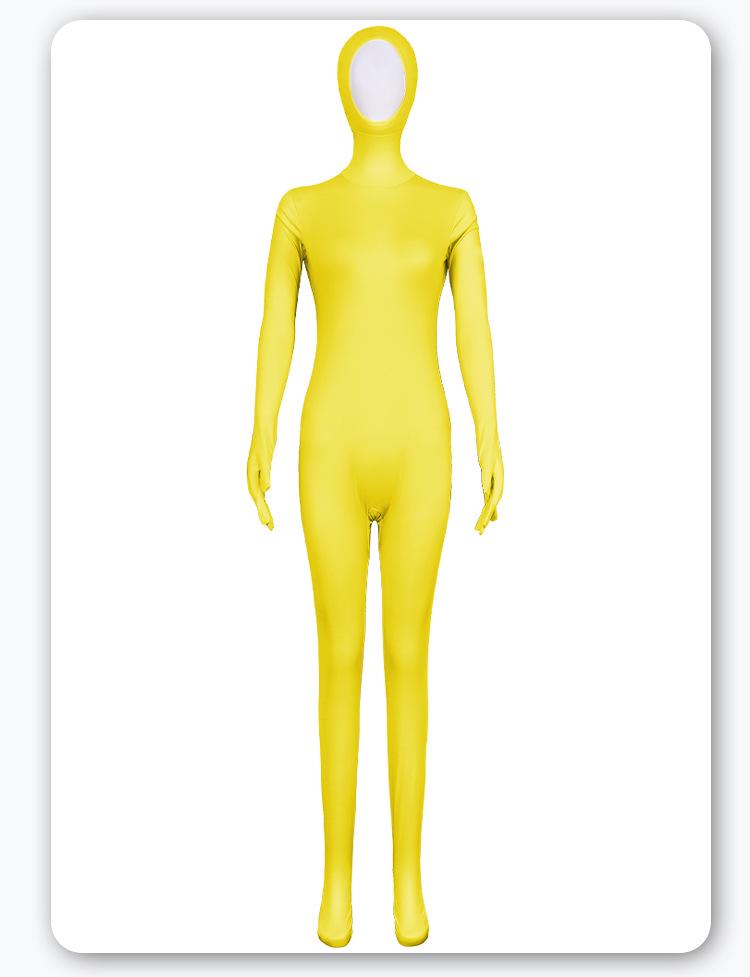 Zentai-Anzug mit fluoreszierendem Schnurrbart & Augenbrauen - einfarbiger Performance-Body