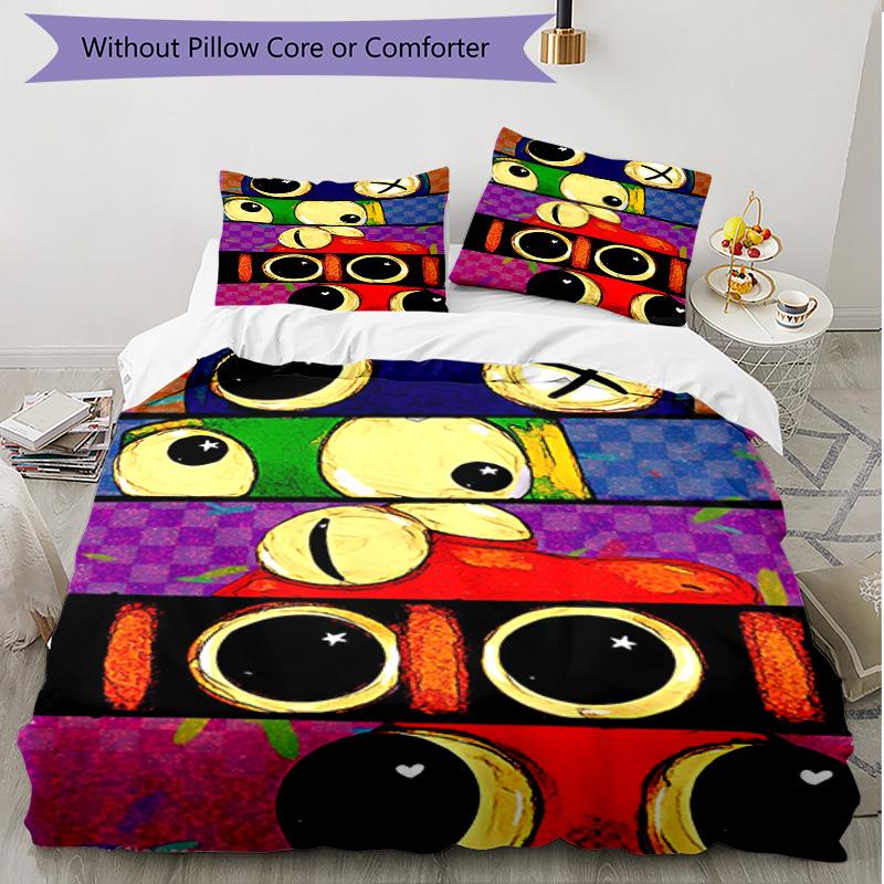 3pcs Duvet Cover Set (1*Duvet Cover + 2*Pillowcase, Without Core), Game Rainbow Friends Print Soft All‑Season Bedding Set, Home Bedroom Decor Gift